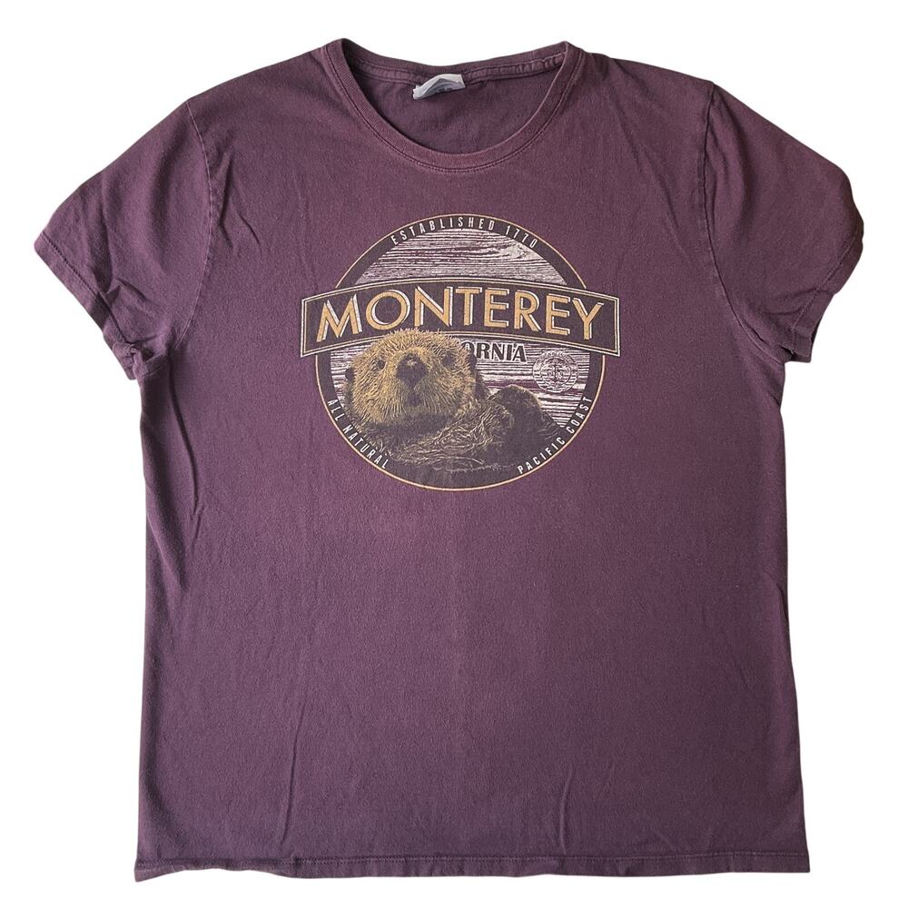 Port & Company Women Shirt M Purple Graphic Print Crew Neck Monterey California
